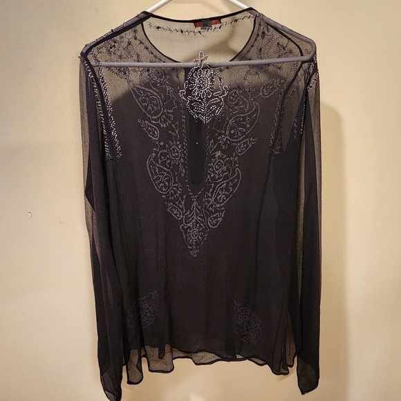 Glam Black 100% Silk Light Weight tunic blouse size 38 - Picture 7 of 15